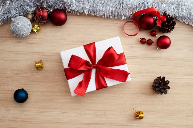 Christmas Frame Decorations On Wood Background