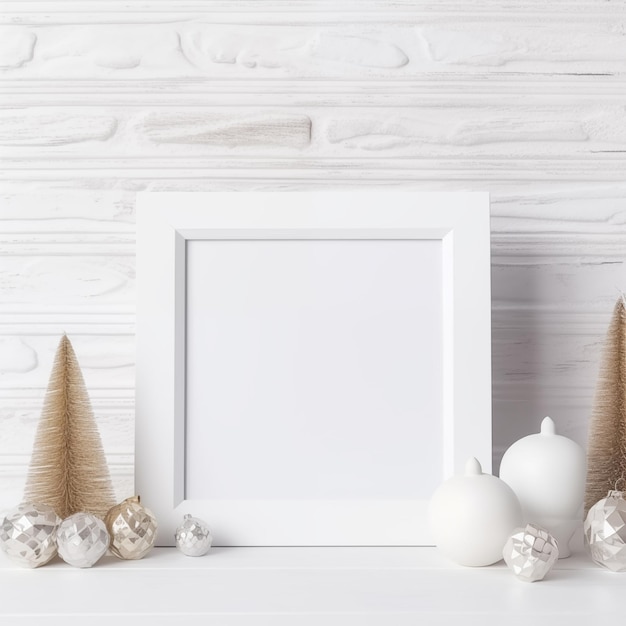 Christmas Frame Mockup Wall Art Mockup Holiday Frame Mockup Wood Mockup Frame Festive Frame Mock