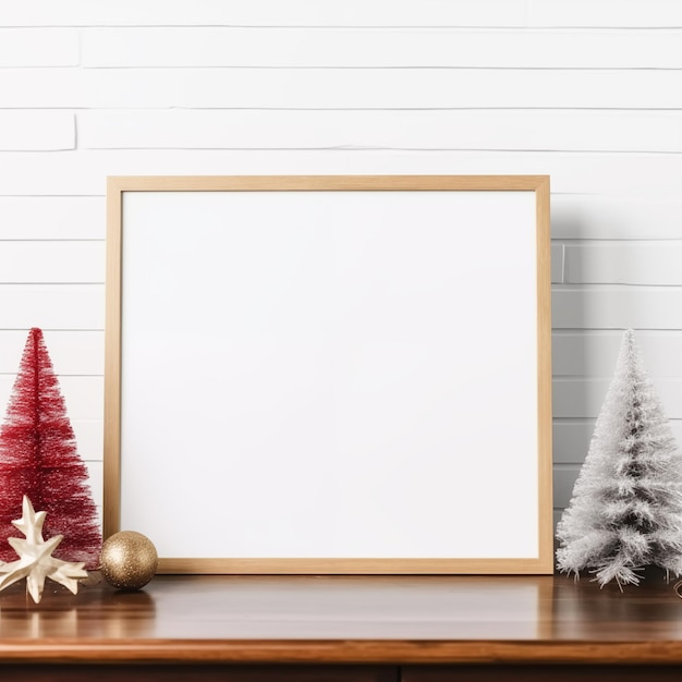 Christmas Frame Mockup Wall Art Mockup Holiday Frame Mockup Wood Mockup Frame Festive Frame