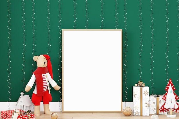 Christmas frame mockup with New Year decor