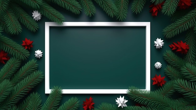 Photo christmas frame with branches