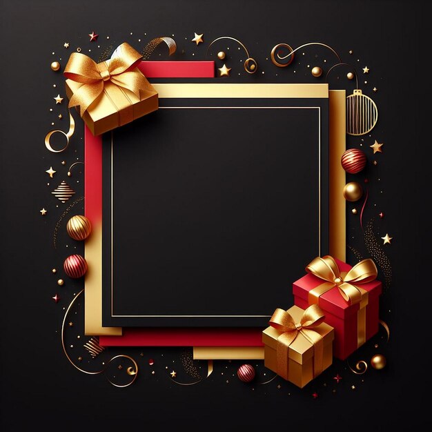 Photo christmas frame with golden accents christmas red and golden frame red and golden frame