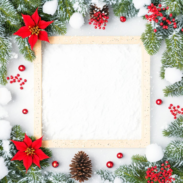 Photo christmas frames and borders with flowers