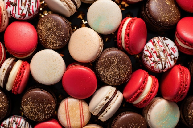 Christmas french macarons cookies