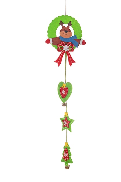 Christmas gadget to hang on the Christmas tree with figures of Santa Claus, nativity scene, sleigh