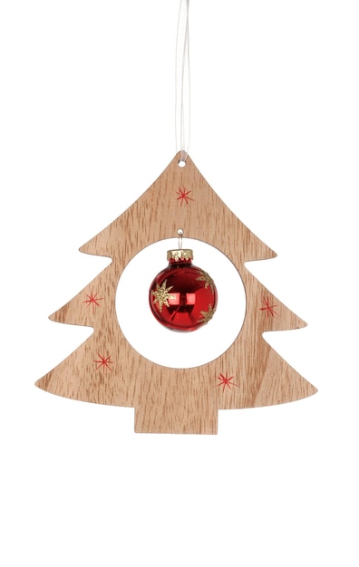 Christmas gadget to hang on the Christmas tree with figures of Santa Claus, nativity scene, sleigh