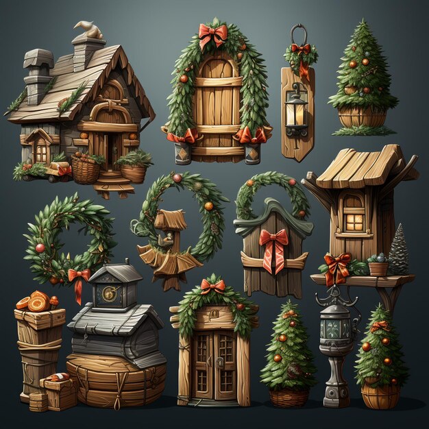 Photo christmas game assets