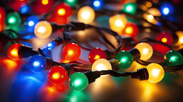 Christmas garland bulbs created with Generative Al technology