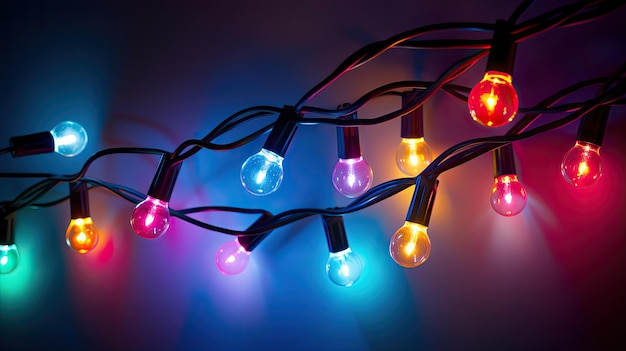 Christmas garland bulbs created with Generative Al technology