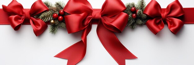 赤い弓とベリーを持つクリスマスの花束