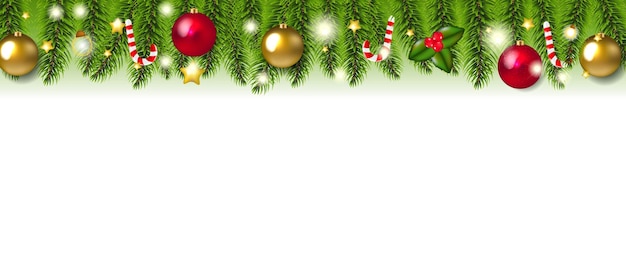 クリスマス・ガーランドと白い背景のクリスマス・トイズ