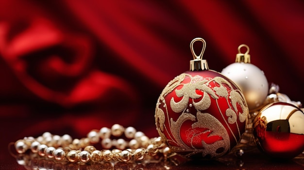 Christmas garlands on the table copy space