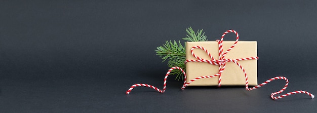 Christmas gift box on black background