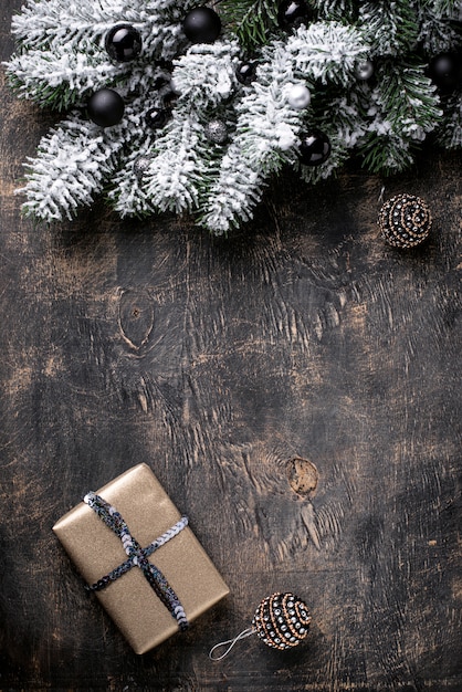 Christmas gift box on dark background