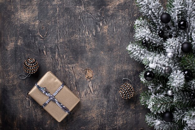 Christmas gift box on dark background