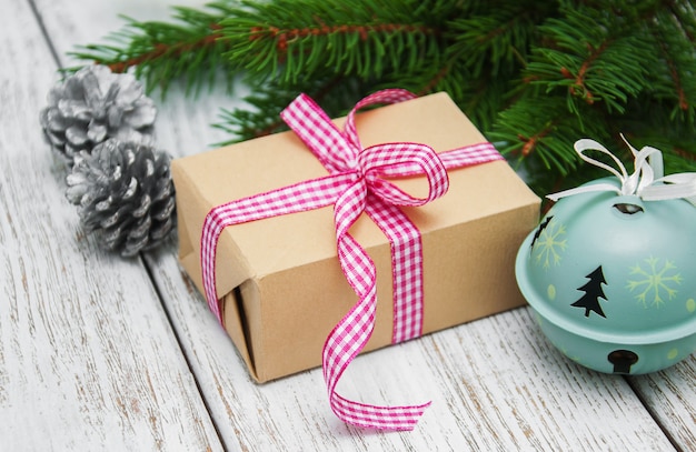 Christmas gift box and decorations