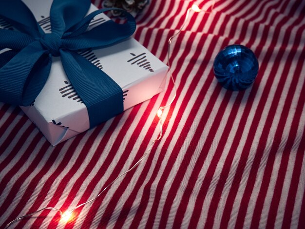 Christmas gift box on a red background