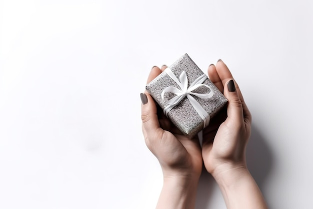 Christmas gift box tegen witte achtergrond Holiday wenskaart Generative Ai