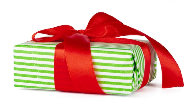 Christmas gift box with red ribbon