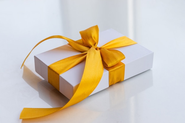 Christmas gift box with ribbon