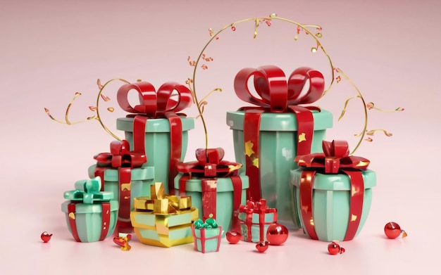 Photo christmas gift box with ribbon