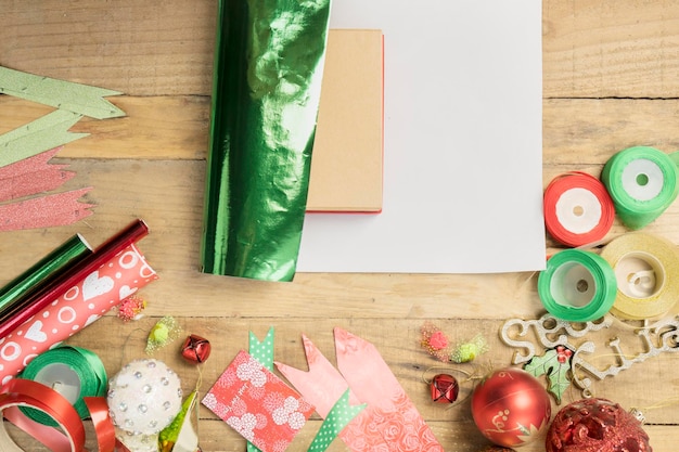 Christmas gift box wrapped green paper