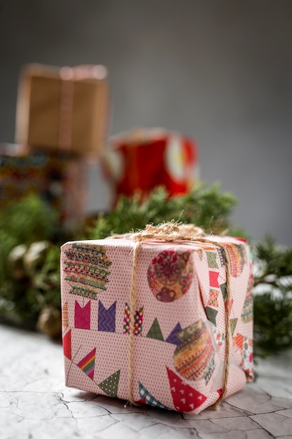 Christmas gift boxes background