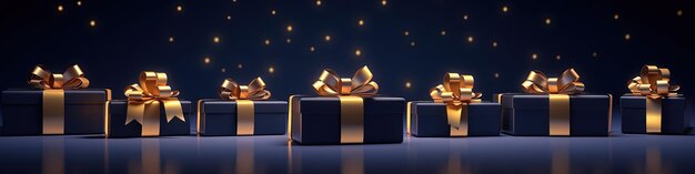 Christmas Gift Boxes dark blue and golden AI Generative