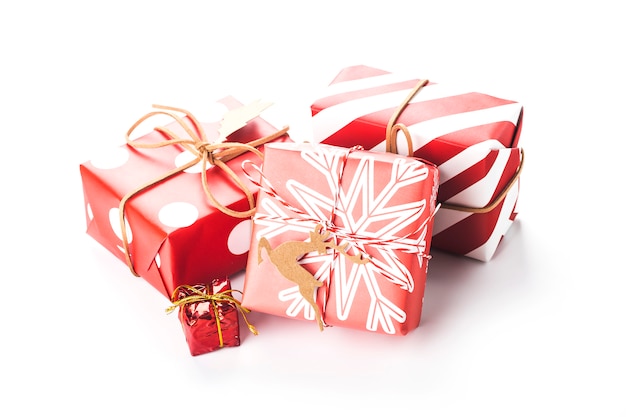 Christmas gift boxes isolated