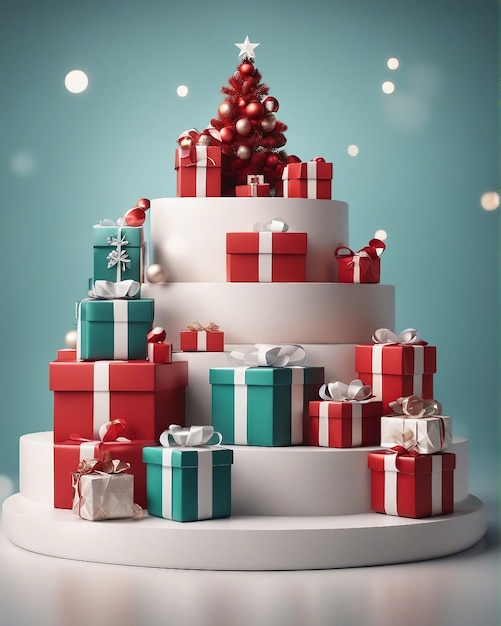 Christmas gift boxes rendering minimal background generated by AI