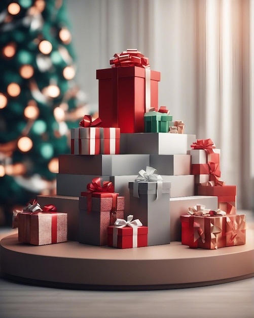 Christmas gift boxes rendering minimal background generated by AI