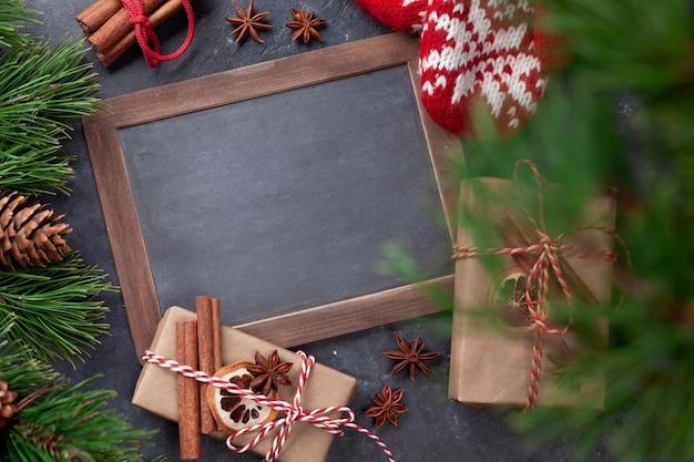 Christmas gift boxes with craft decor