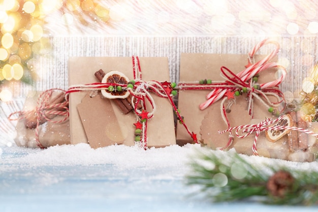 Christmas gift boxes with decor