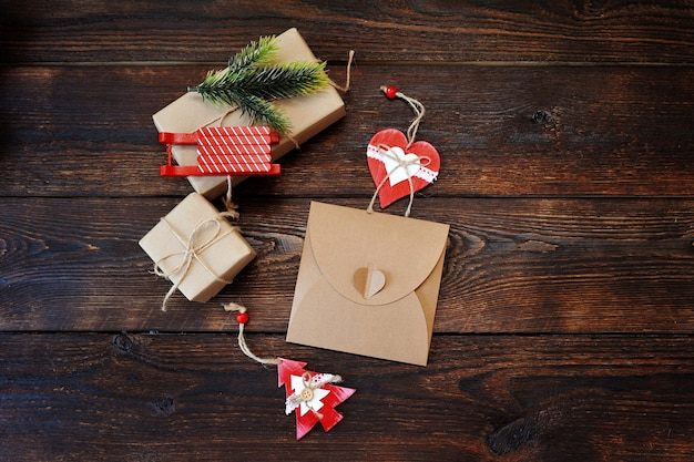 Christmas gift boxes with ornaments