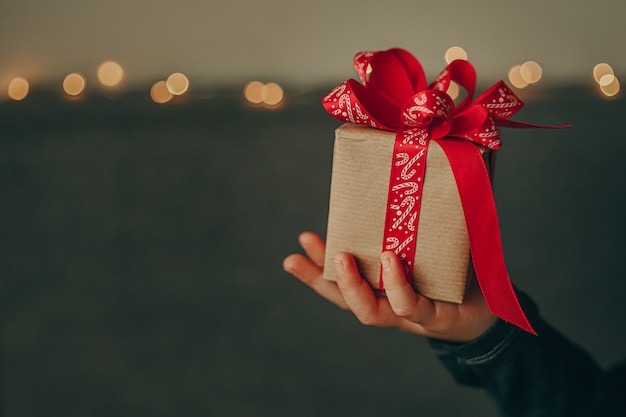 Christmas gift in the hand of a child