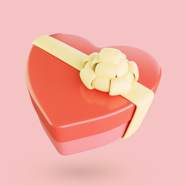 Christmas gift heart 3D illustration