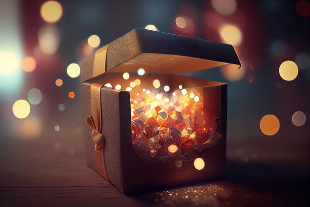 Photo christmas gift open gift boxgenerative ai