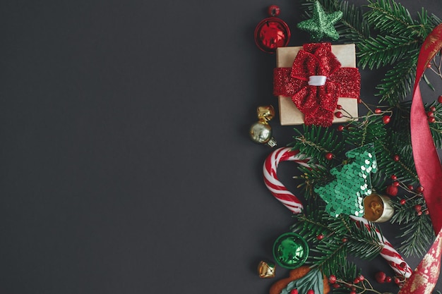 christmas gift tree branches candy cane festive decorations border on black merry christmas