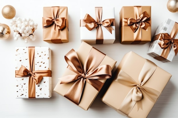Рождественский подарок на Рождество или подарочные коробки на фоне праздничного настроения зимой С Рождеством