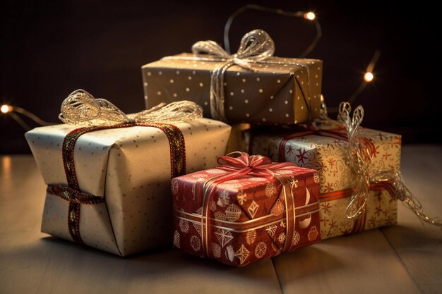 Christmas gifts in boxes AI Generated