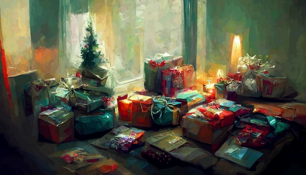 Christmas gifts under the christmas tree christmas illustration