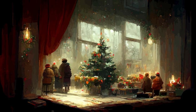 Christmas gifts under the christmas tree christmas illustration