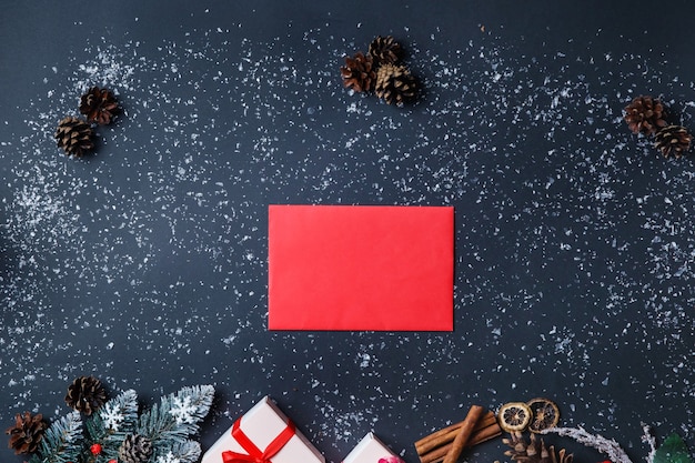 Christmas gifts and decorations on the table