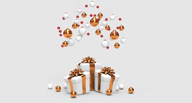 Christmas gifts on grey background - 3D rendering