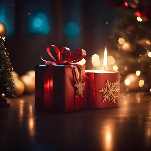Christmas gifts near the fireplace regenerative AI