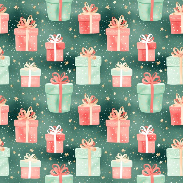 Christmas gifts seamless vintage style pattern