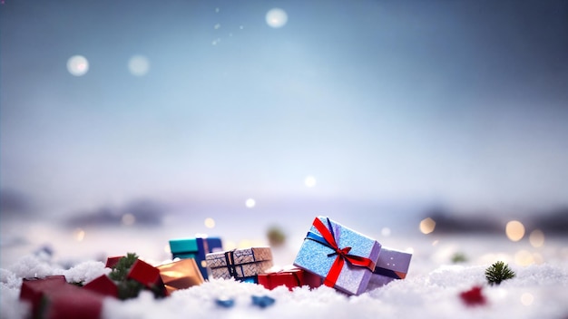 christmas gifts in the snow