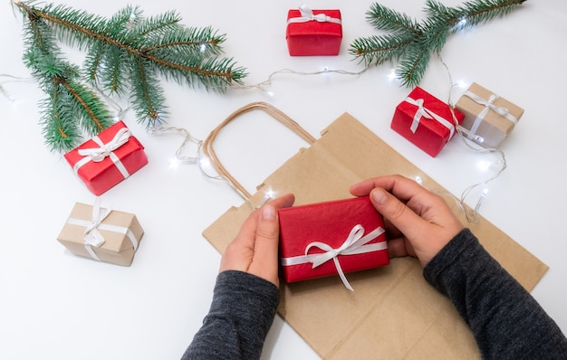 Christmas gifts on table