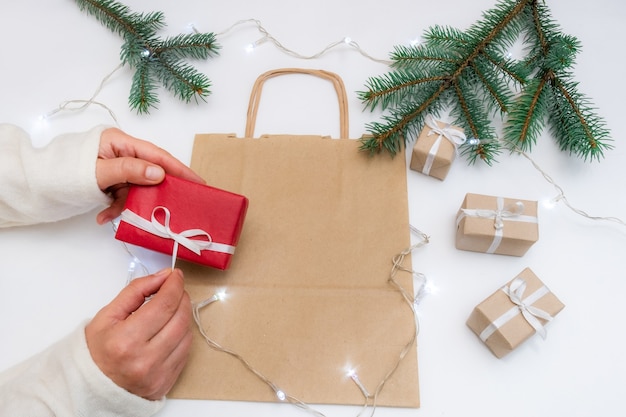 Christmas gifts on table