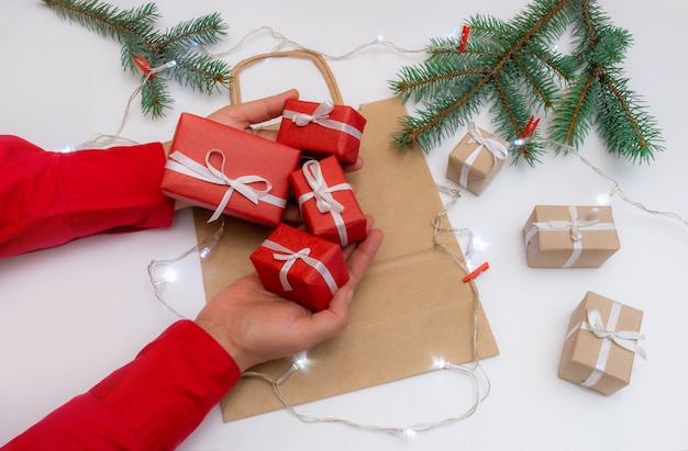 Christmas gifts on table